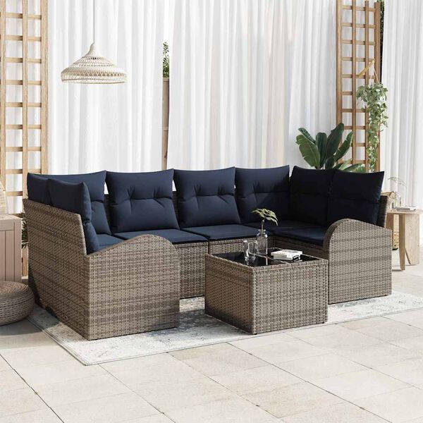 vidaXL Garden Sofa Set Grey 55 x 55 x 37 cm Poly Rattan