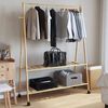vidaXL Clothes Rack with Shelves and Wheels 132x45.5x155.5 cm Bamboo