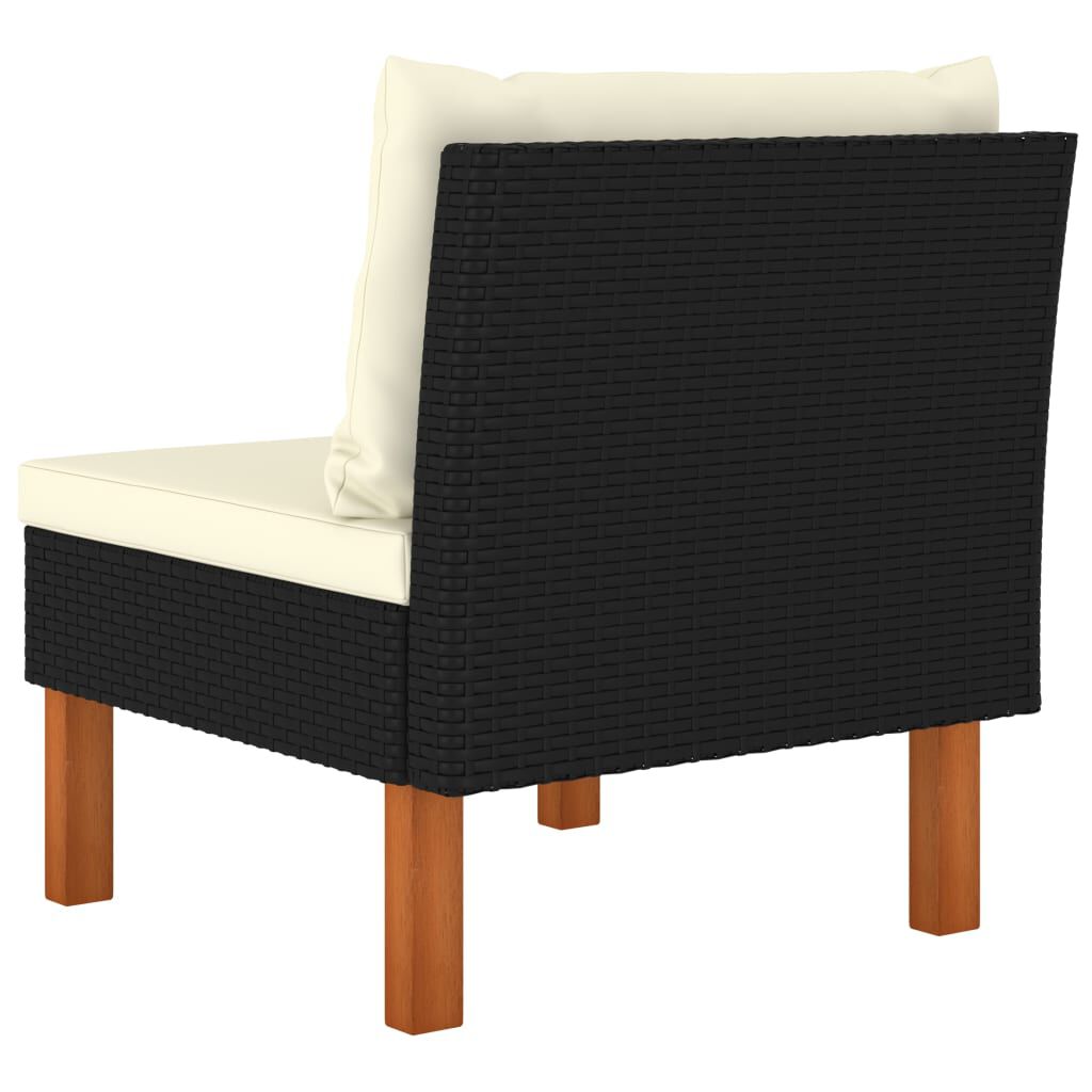 vidaXL Middle Sofas 3 pcs Poly Rattan and Solid Eucalyptus Wood