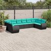 vidaXL 10 Piece Garden Sofa Set with Cushions Black Poly Rattan