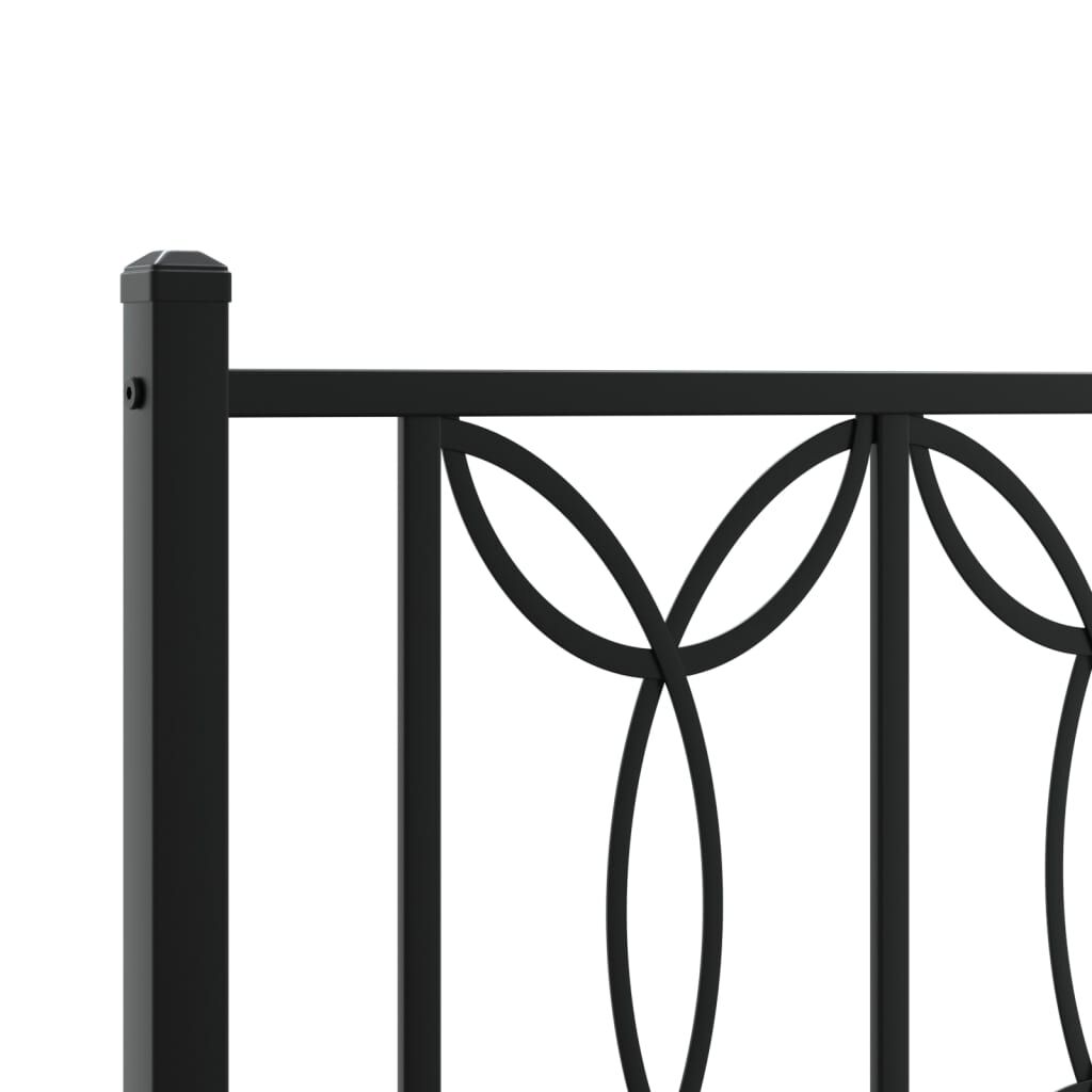 vidaXL Metal Bed Frame without Mattress with Footboard Black 150x200cm