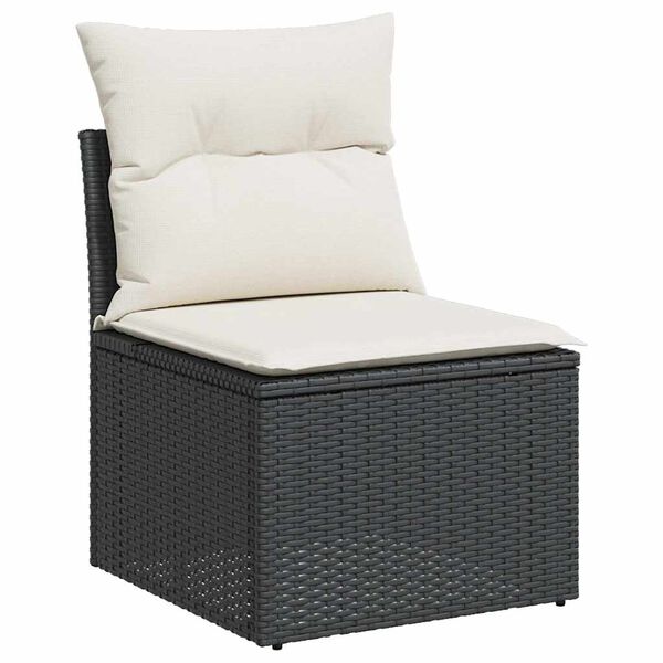 vidaXL 8 Piece Garden Sofa Set with Cushions Black Poly Rattan