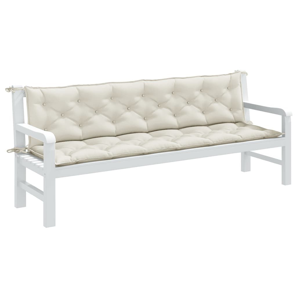 vidaXL Garden Bench Cushions 2 pcs Melange Cream 200x50x7 cm Fabric