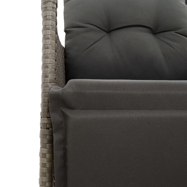 vidaXL 3 Piece Bistro Set with Cushions Grey Poly Rattan