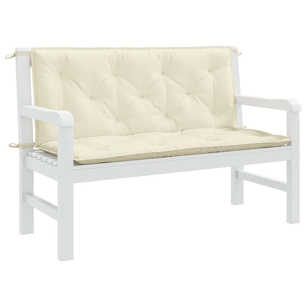 vidaXL Garden Bench Cushion Cream White 120x(50+50)x7cm Oxford Fabric