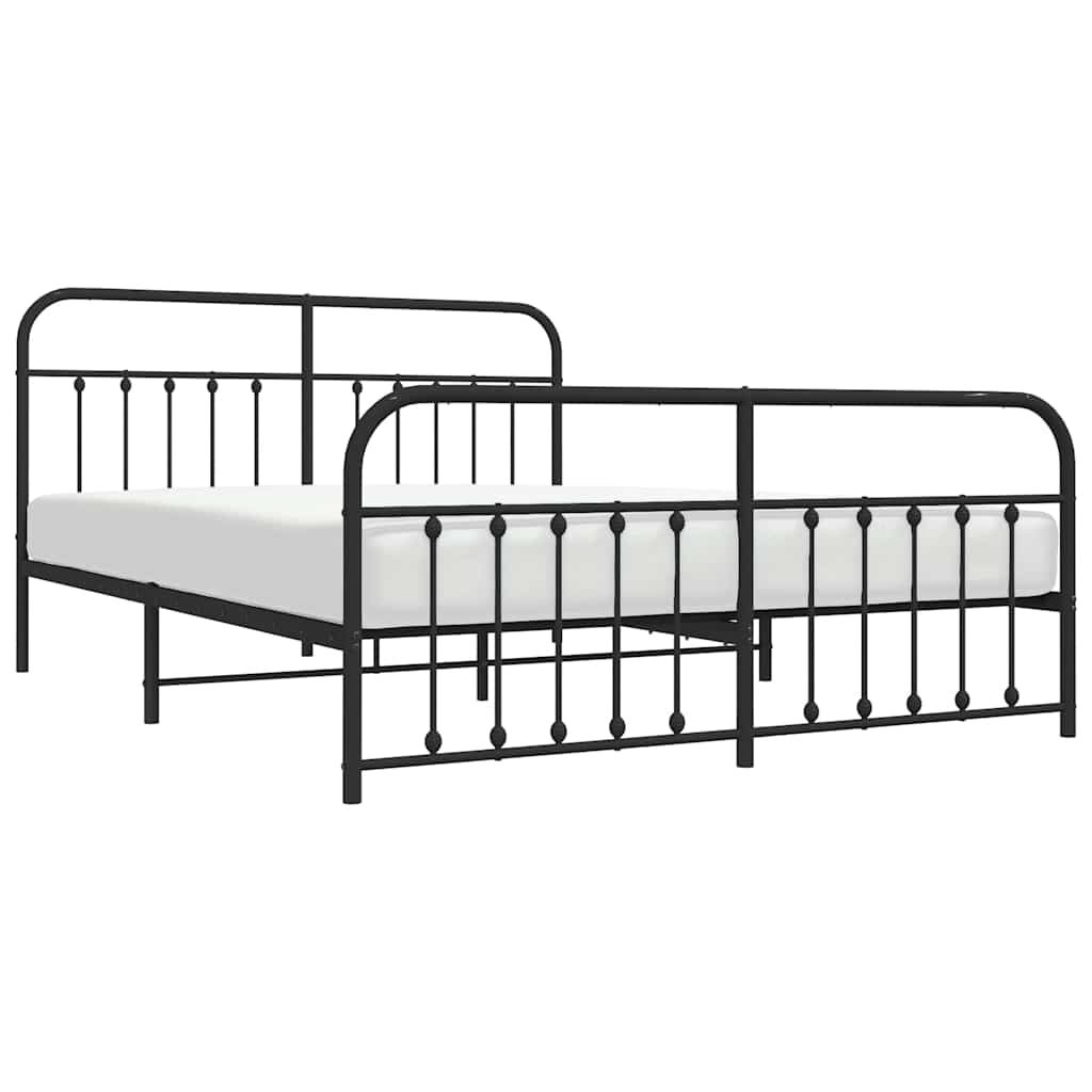 vidaXL Metal Bed Frame without Mattress with Footboard Black 183x213cm