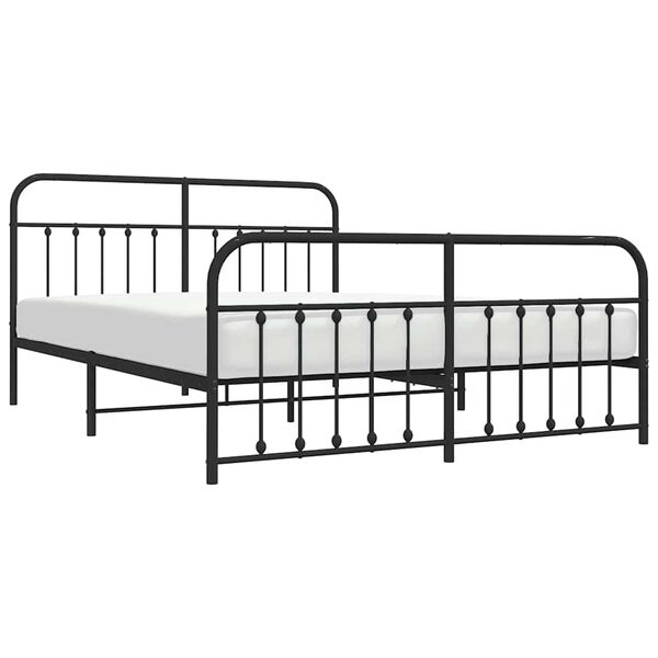 vidaXL Metal Bed Frame without Mattress with Footboard Black 183x213cm