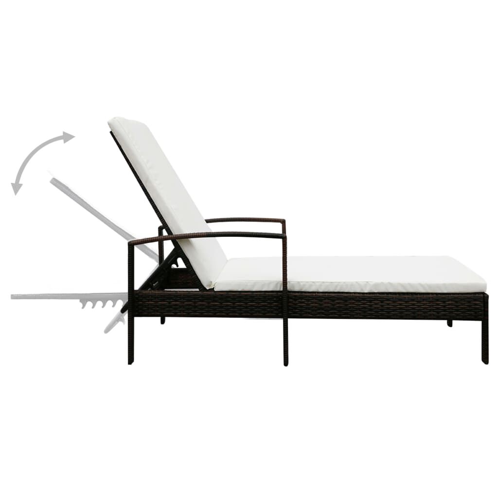 vidaXL Sun Lounger with Cushion Poly Rattan Brown