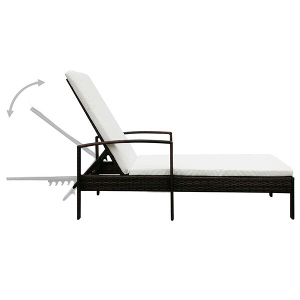 vidaXL Sun Lounger with Cushion Poly Rattan Brown