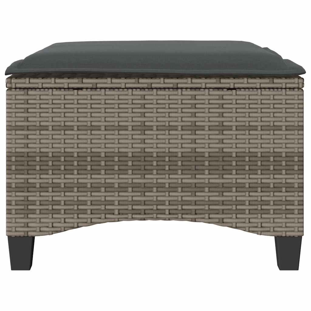 vidaXL Garden Stools with Cushions 2 pcs Grey 55x55x36 cm Poly Rattan