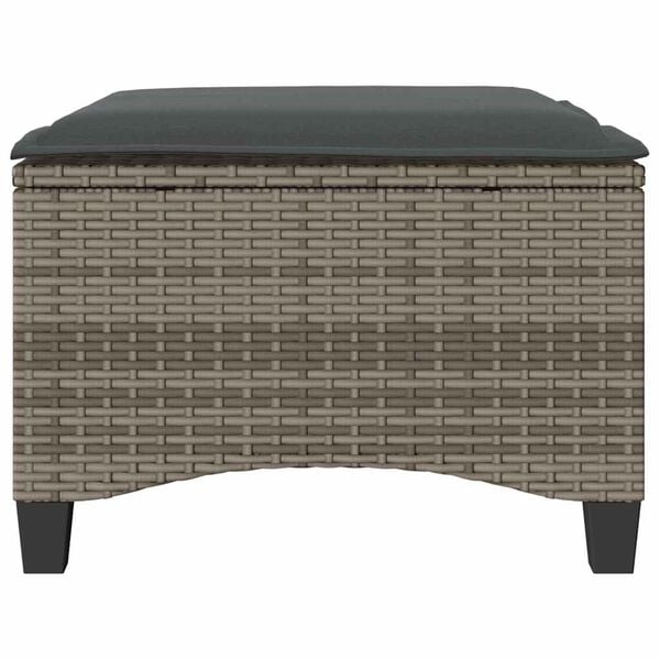 vidaXL Garden Stools with Cushions 2 pcs Grey 55x55x36 cm Poly Rattan