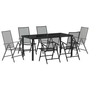 vidaXL Garden Dining Set 7 pcs Anthracite Powder-Coated Steel