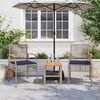vidaXL 3 Piece Bistro Set with Cushions Grey Poly Rattan Acacia Wood