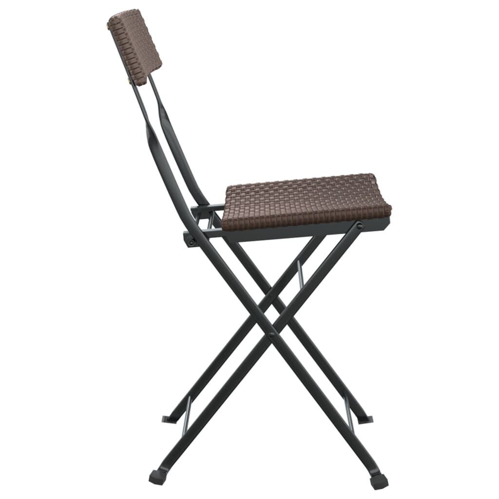 vidaXL Folding Bistro Chairs 8 pcs Brown Poly Rattan and Steel