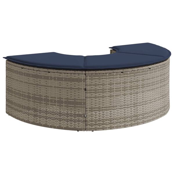 vidaXL Garden Footstool with Cushion Grey Poly Rattan