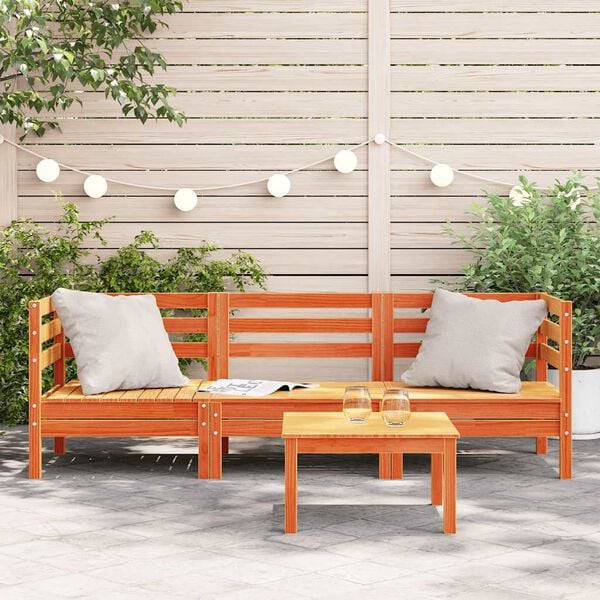 vidaXL Garden Sofa 3-Seater Wax Brown Solid Wood Pine
