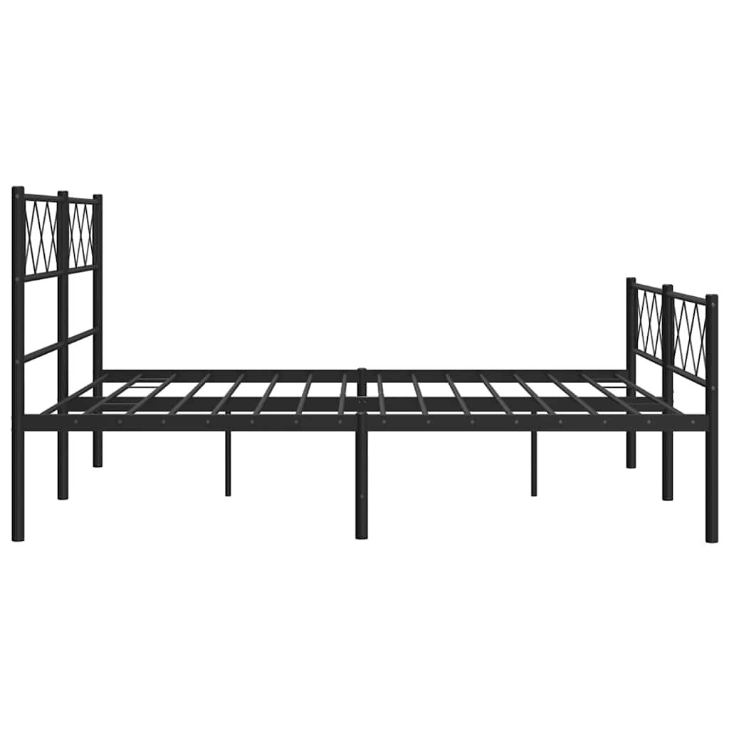 vidaXL Metal Bed Frame without Mattress with Footboard Black 135x190cm