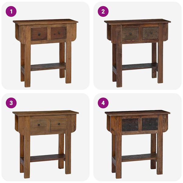 vidaXL Console Table Mixed Recycled Wood 80x35x80 cm