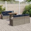 vidaXL Garden Sofa Set 7 pcs Grey and Navy Blue Poly Rattan