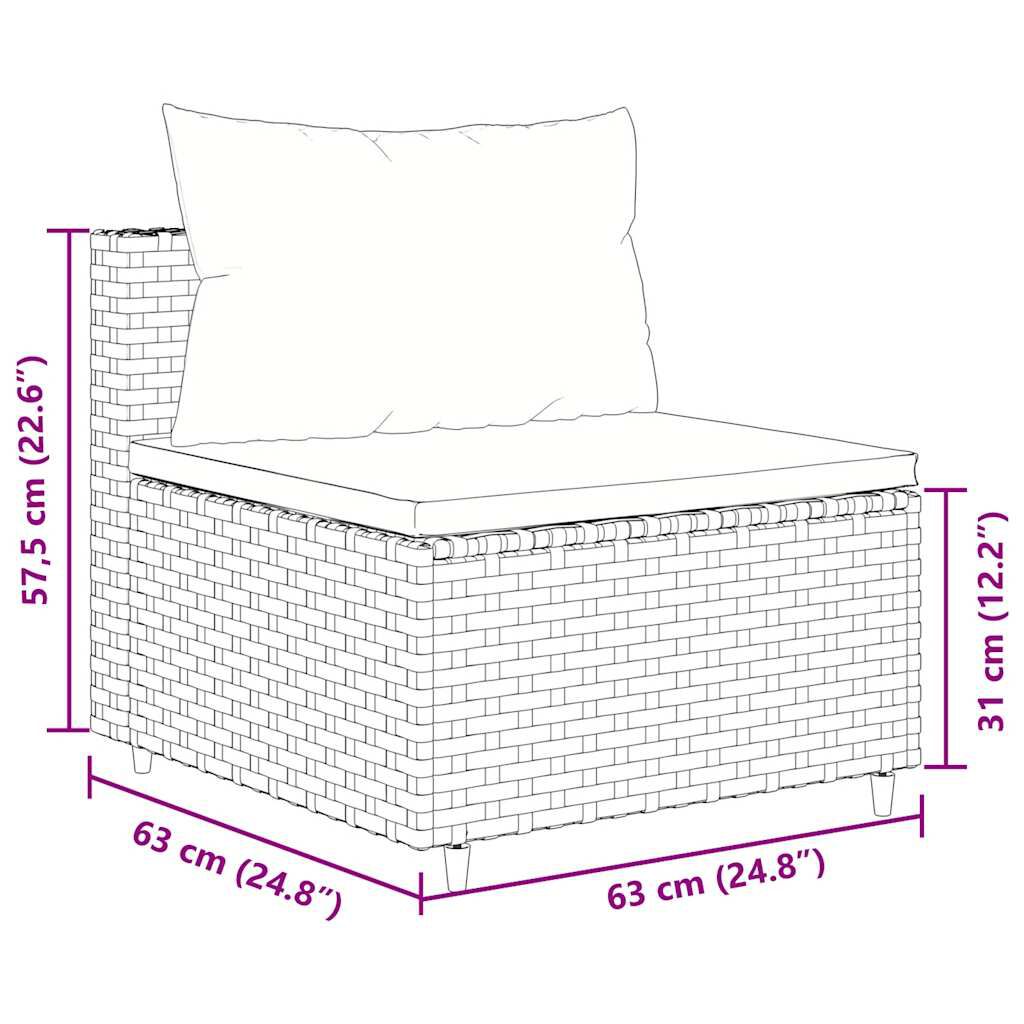vidaXL 6 Piece Garden Lounge Set with Cushions Black Poly Rattan