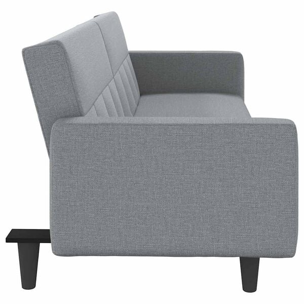 vidaXL Sofa Bed with Cushions Light Grey Fabric