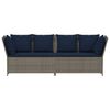 vidaXL Garden Sofa with Cushions Grey Poly Rattan