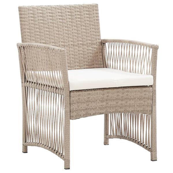 vidaXL Garden Armchairs with Cushions 2 pcs Beige Poly Rattan