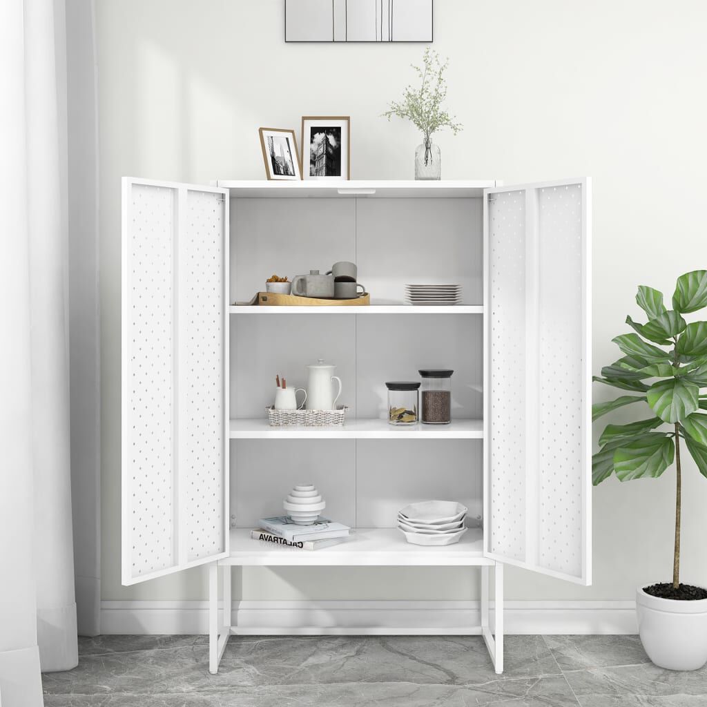 vidaXL Highboard White 80x35x135 cm Steel