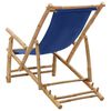 vidaXL Deck Chair Bamboo and Canvas Navy Blue