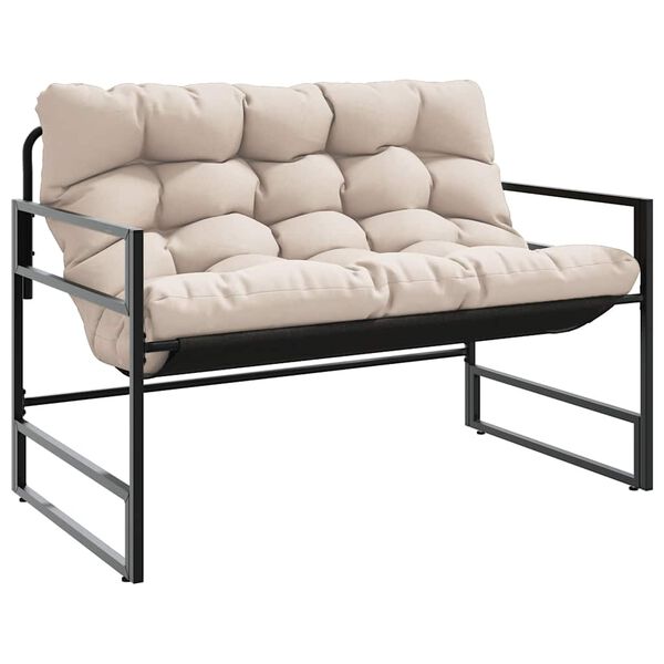 vidaXL Garden Bench with Cushion Taupe 113 cm Steel