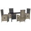 vidaXL Garden Dining Set with Cushion 5 pcs Grey Poly Rattan