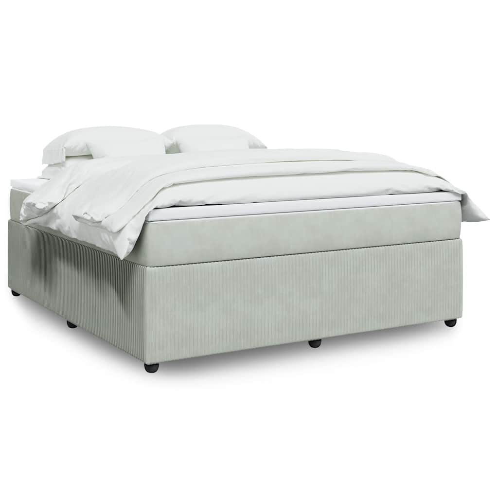 vidaXL Box Spring Bed with Mattress Light Grey King Velvet