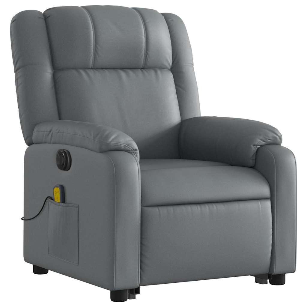 vidaXL Electric Stand up Massage Recliner Chair Grey Faux Leather