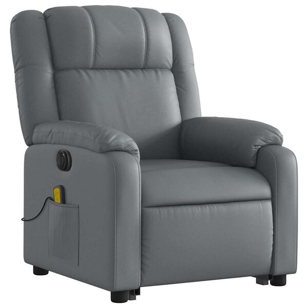 vidaXL Electric Stand up Massage Recliner Chair Grey Faux Leather
