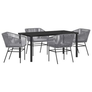 vidaXL Garden Dining Set with Cushion 5 pcs Grey Powder-Coated Steel