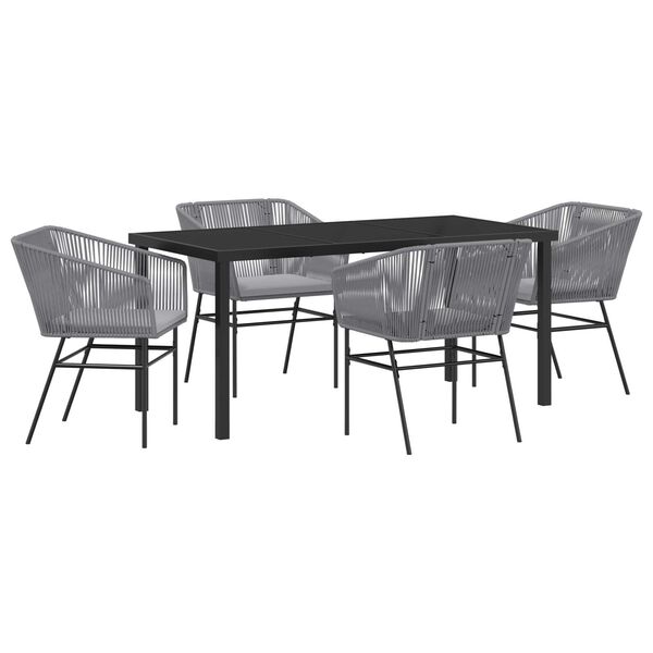 vidaXL Garden Dining Set with Cushion 5 pcs Grey Powder-Coated Steel
