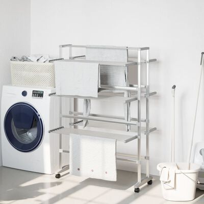 vidaXL Laundry Drying Rack with Wheels 89x64x129 cm Aluminium