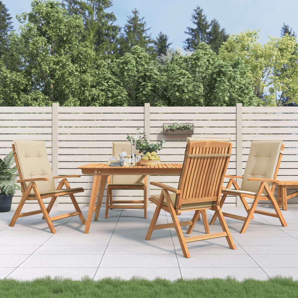 vidaXL Reclining Garden Chairs with Cushions 4 pcs Solid Wood Teak