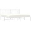 vidaXL Metal Bed Frame without Mattress with Headboard White 183x213cm