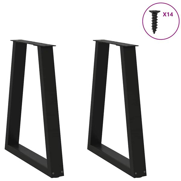vidaXL Dining Table Legs V-Shape 2 pcs Black 50x(72-73.3) cm Steel