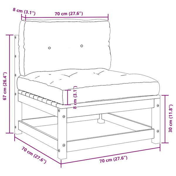 vidaXL 3 Piece Garden Lounge Set with Cushions Solid Pinewood