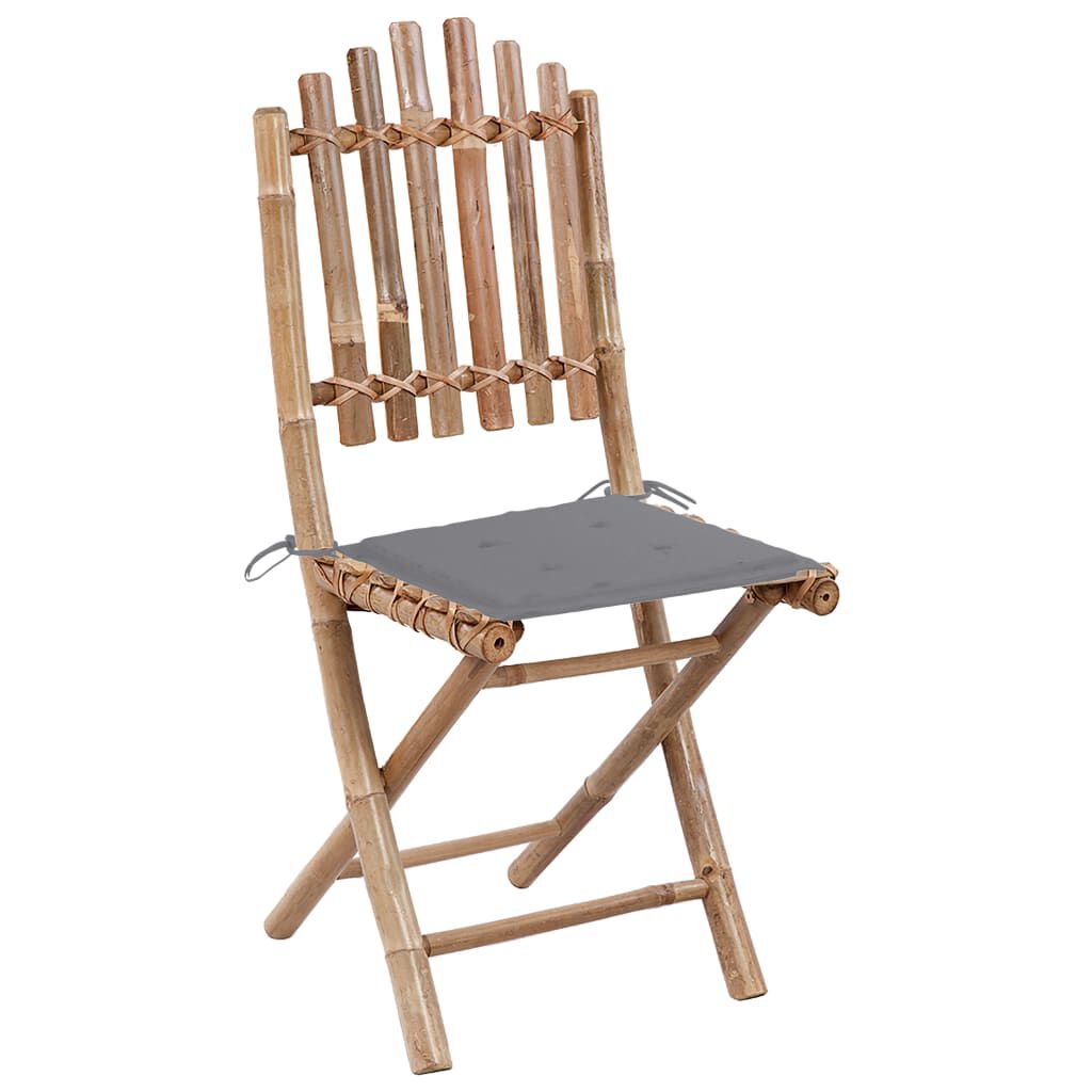 vidaXL 5 Piece Folding Outdoor Dining Set with Cushions Bamboo