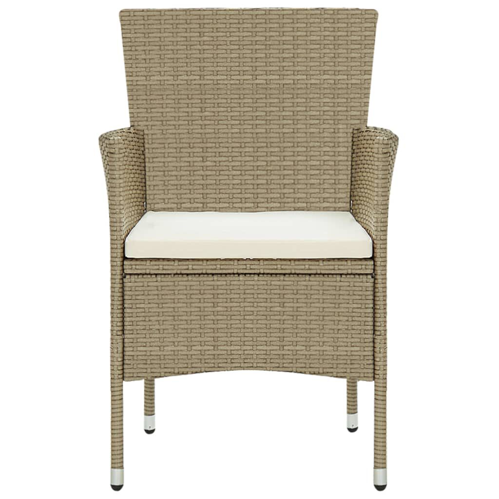 vidaXL 7 Piece Garden Dining Set Poly Rattan Beige