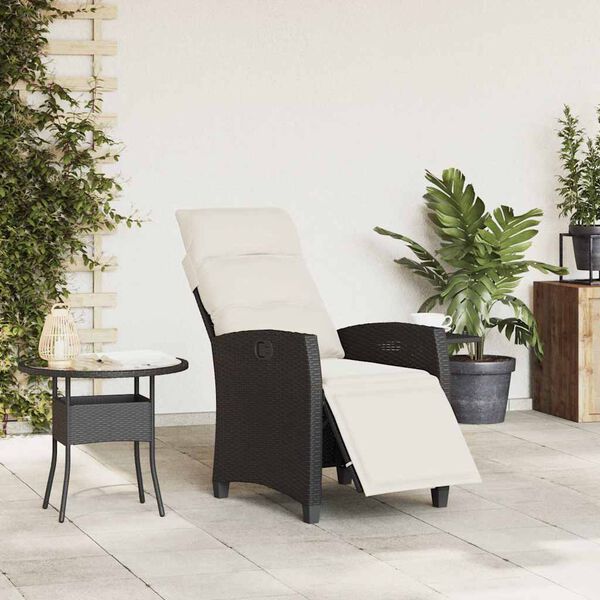vidaXL Reclining Garden Chair with Side Table Black Poly Rattan