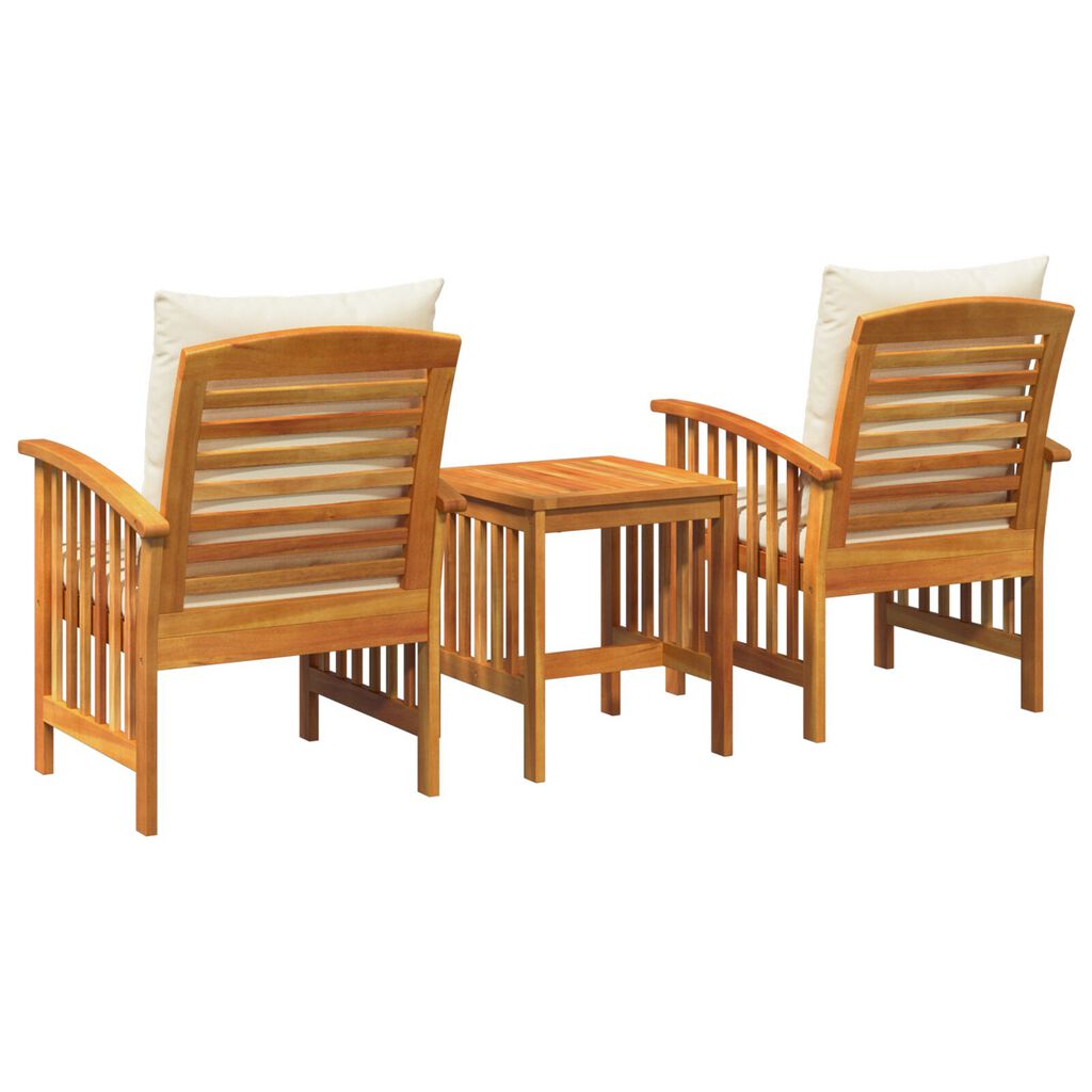vidaXL 3 Piece Garden Lounge Set with Cushions Solid Acacia Wood
