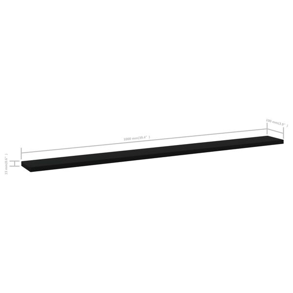 vidaXL Bookshelf Boards 4 pcs Black 100x10x1.5 cm Engineered Wood