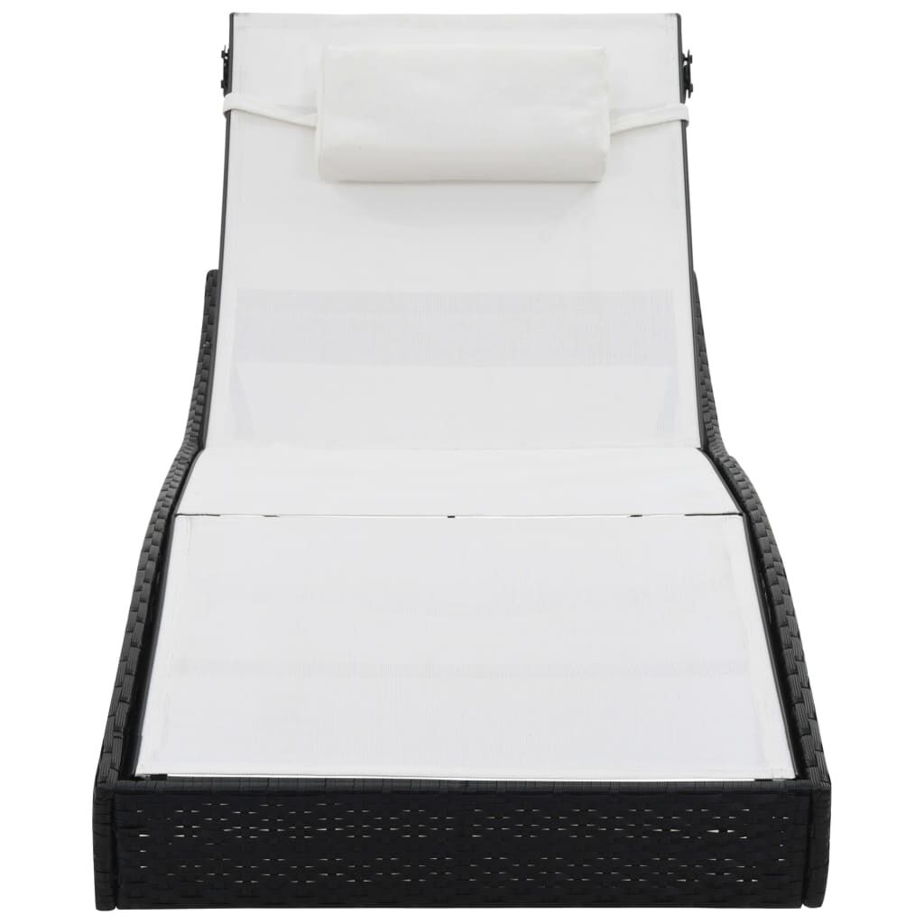 vidaXL Sun Loungers 2 pcs with Table Poly Rattan and Textilene Black