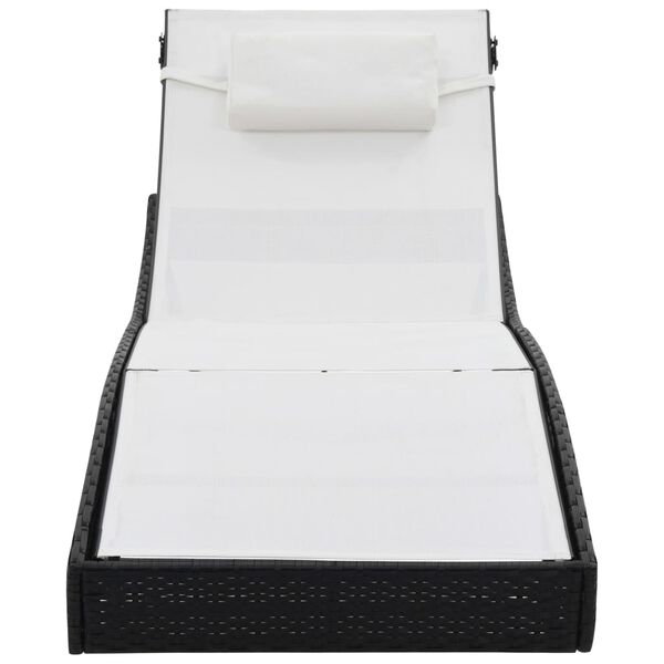 vidaXL Sun Loungers 2 pcs with Table Poly Rattan and Textilene Black