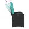 vidaXL Reclining Garden Bench with Cushions Black Poly Rattan