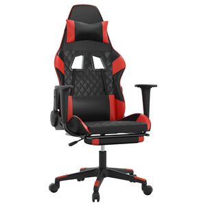 vidaXL Gaming Chair with Footrest Black and Red Faux Leather